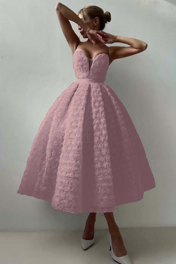 Strapless Sleeveless Long A Line Formal Dress With Appliques Belt
