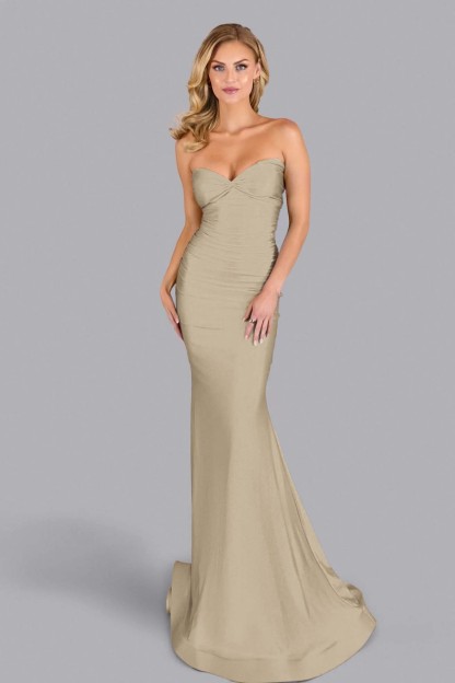 Strapless Sleeveless Long Mermaid Formal Dress With Pleated