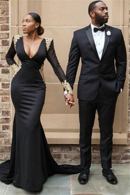 Fashion Black Formal Business Prom Suit Two Pieces for Man