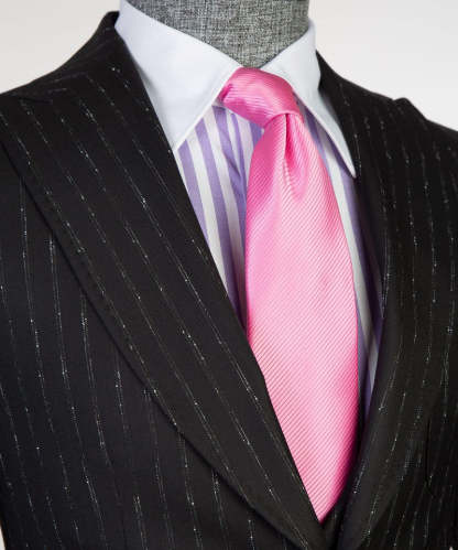 Modern Slim Fit Black Stripe Peaked Lapel Three-Piece Men's Suits