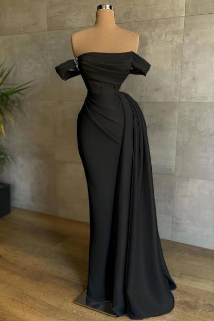 Nobel Off-the-Shoulder White Strapless Mermaid Evening Dress With Ruffles