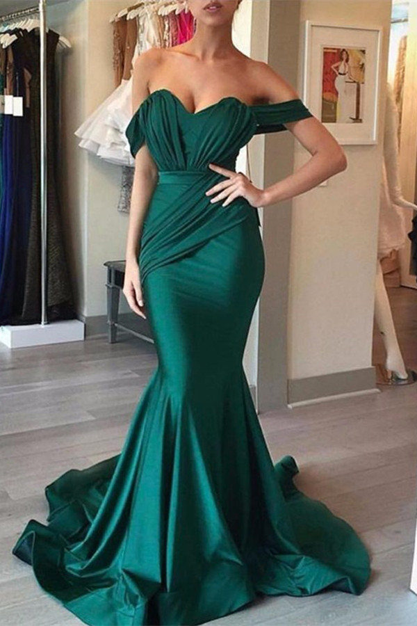Mermaid Dark Green Evening Dress Off-The-Shoulder