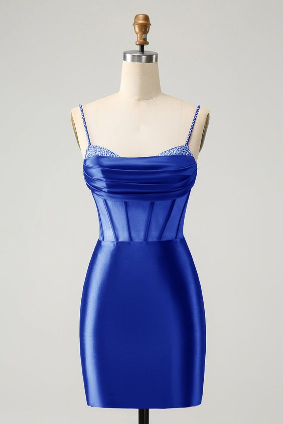 Royal Blue Slim Fit Dazzling Exquisite Short Mini cocktail Dress