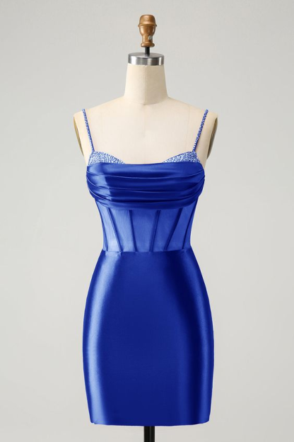 Royal Blue Slim Fit Dazzling Exquisite Short Mini cocktail Dress