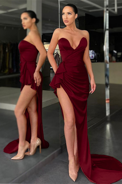 Orange Sweetheart Mermaid Evening Dress With Split