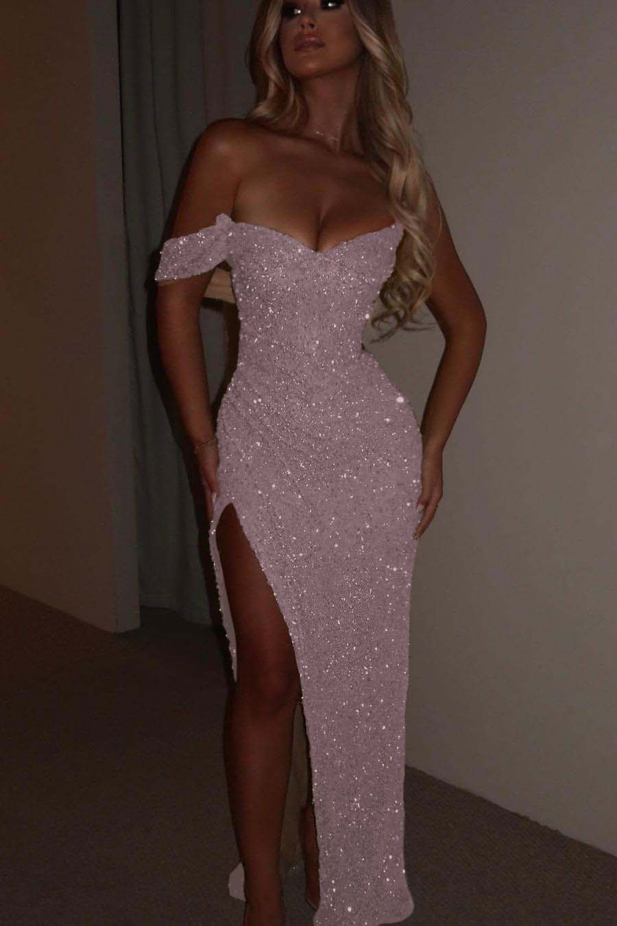 One Shoulder Strapless Sleeveless Long Mermaid Formal Dress With Split