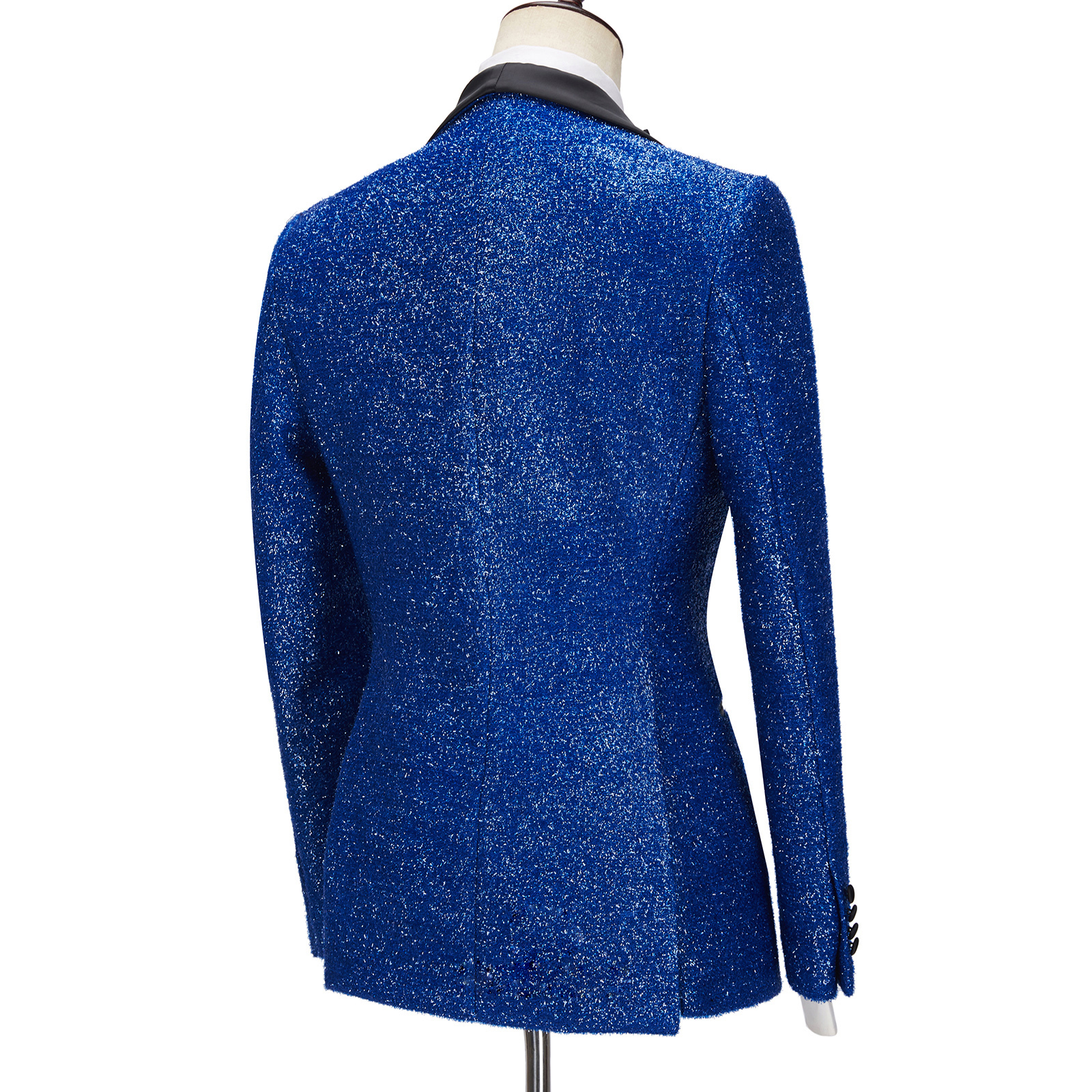Fashion Slim Fit Royal Blue Sparkle Three-Piece One-Button Men's Suits