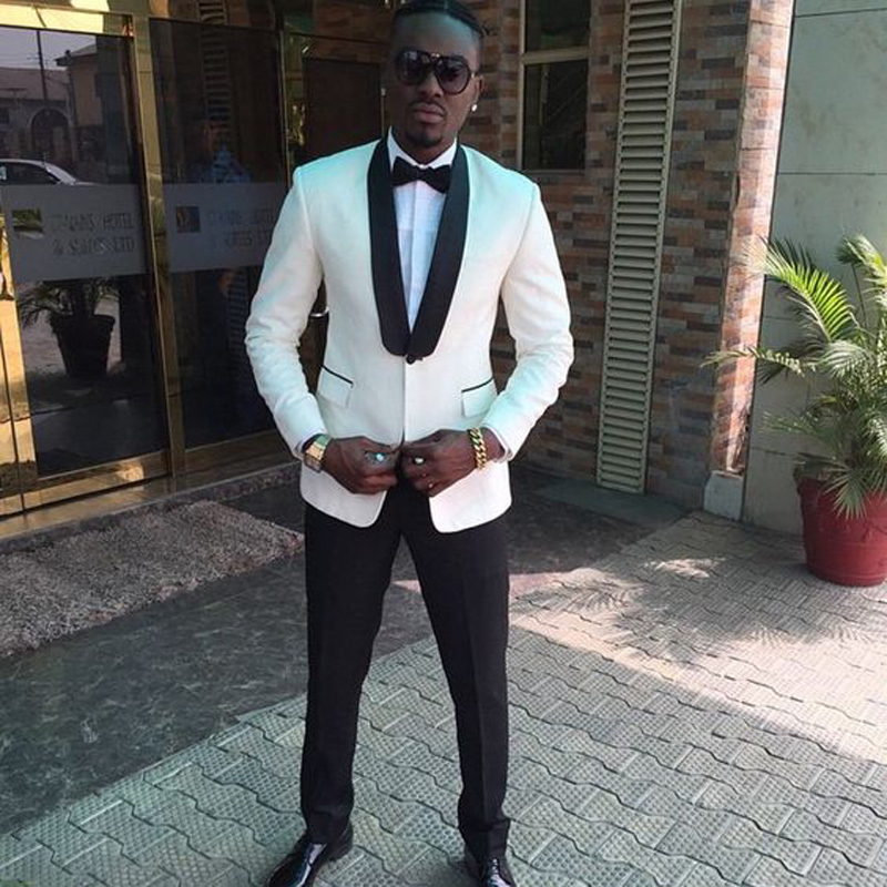 Romantic White One-Button Shawl Lapel Wedding Suit for Men