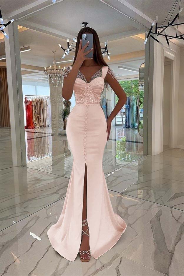 Amazing Mint Green Cap Sleeves Formal Dress Long Front Slit With Buttons Beads