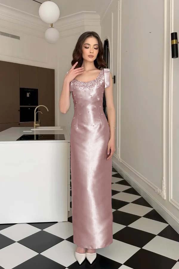 Glamorous Straps Sleeveless Long Formal Dress With Appliques Beading
