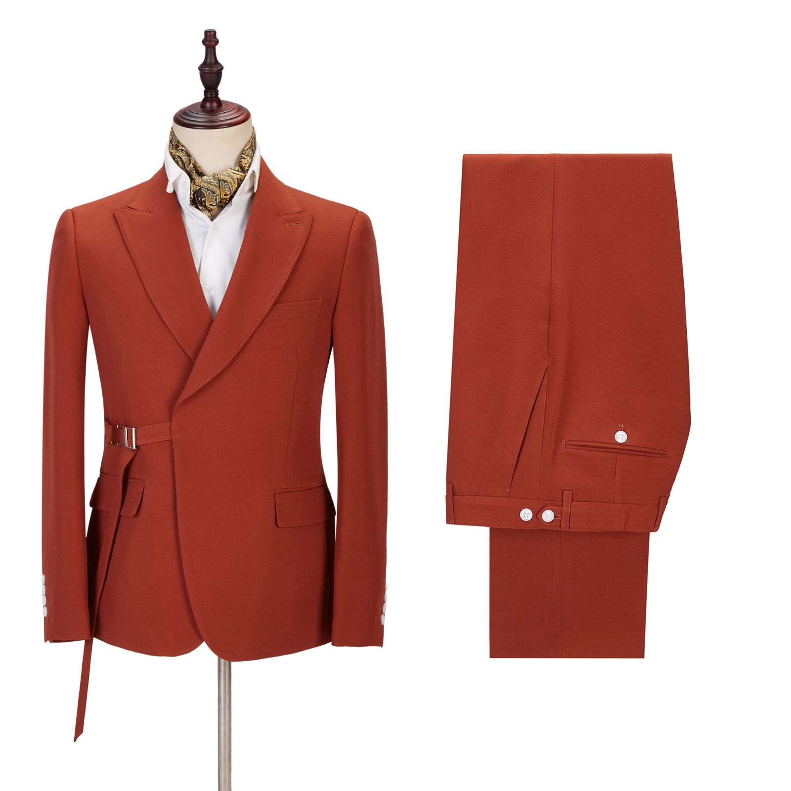 New Arrival Orange Blazer for Groom with Peaked Lapel