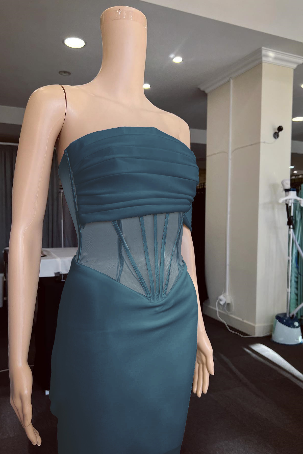 White Off the Shoulder Strapless Mermaid Formal Dress With Pleated