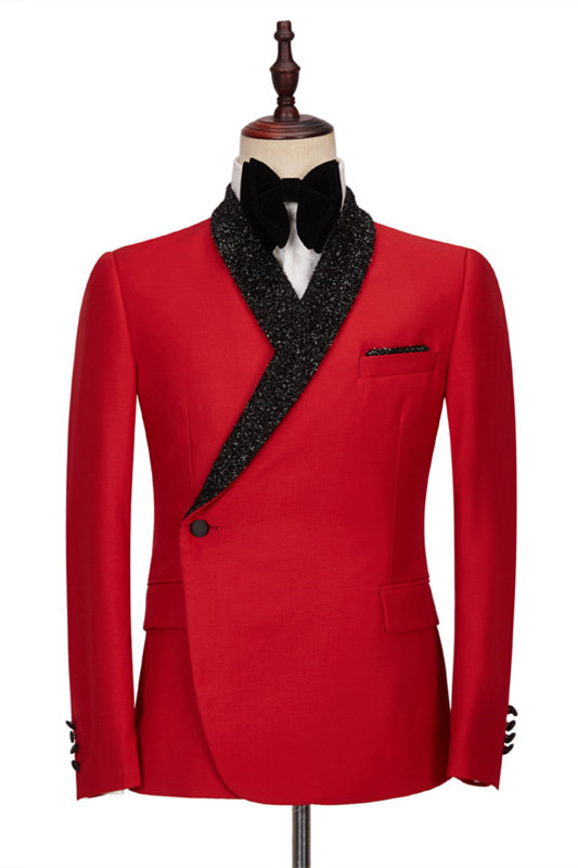 Fashion Slim Fit Axel Red Shawl Lapel Men's Suits for Men