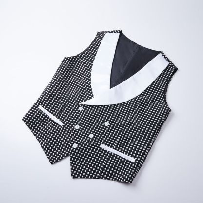 Modern Slim Fit Black Dot Shawl Lapel Wedding Suit for Men