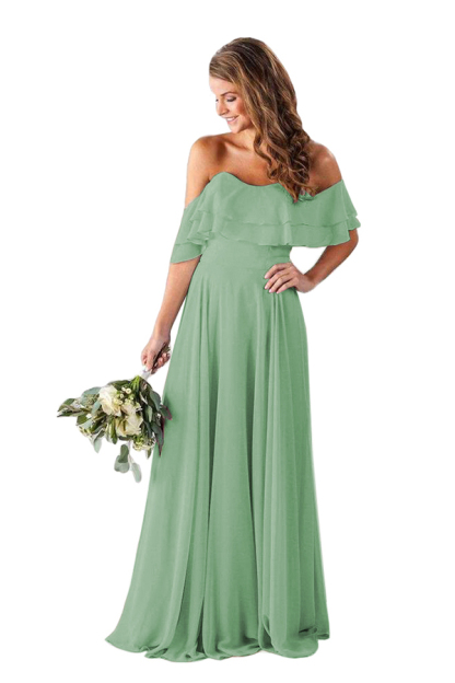 Ruffle Off-the-Shoulder Bridesmaid Dress