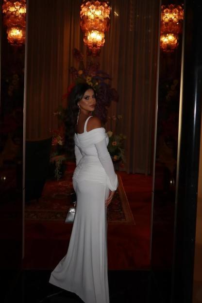 Off the Shoulder Spaghetti Strap Long Sleeves Long Formal Dress With Ruffles