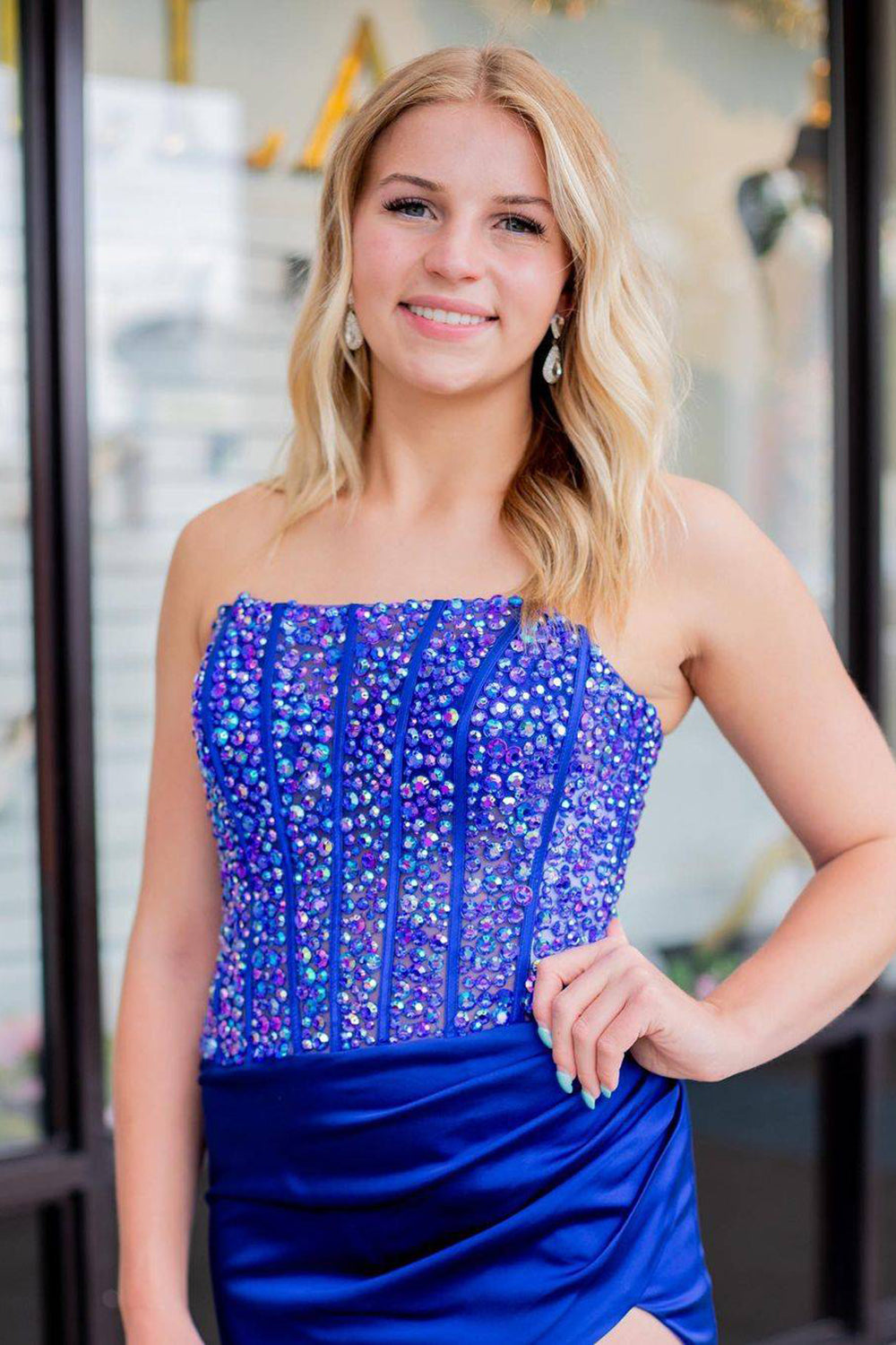 Royal Blue/Blue Mermaid Prom Dress with Beading �?Strapless Long Style for a Captivating Look