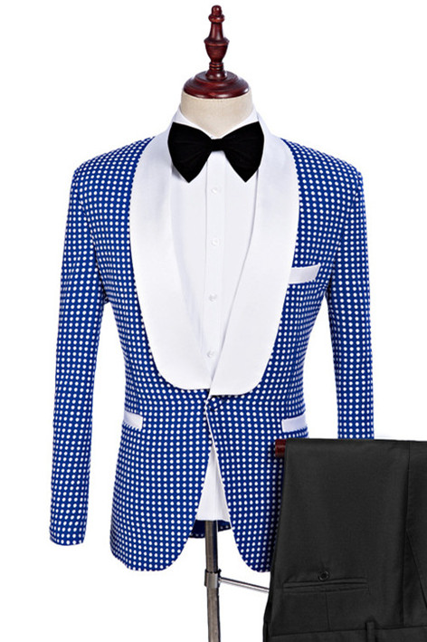Handsome Blue Shawl Lapel One-Button Wedding Suit for Men