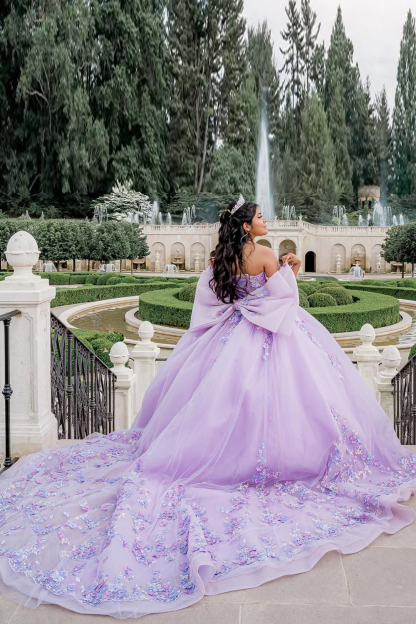 Sweetheart Ball Gown in Blush Tulle with Flower Appliques for Quinceanera