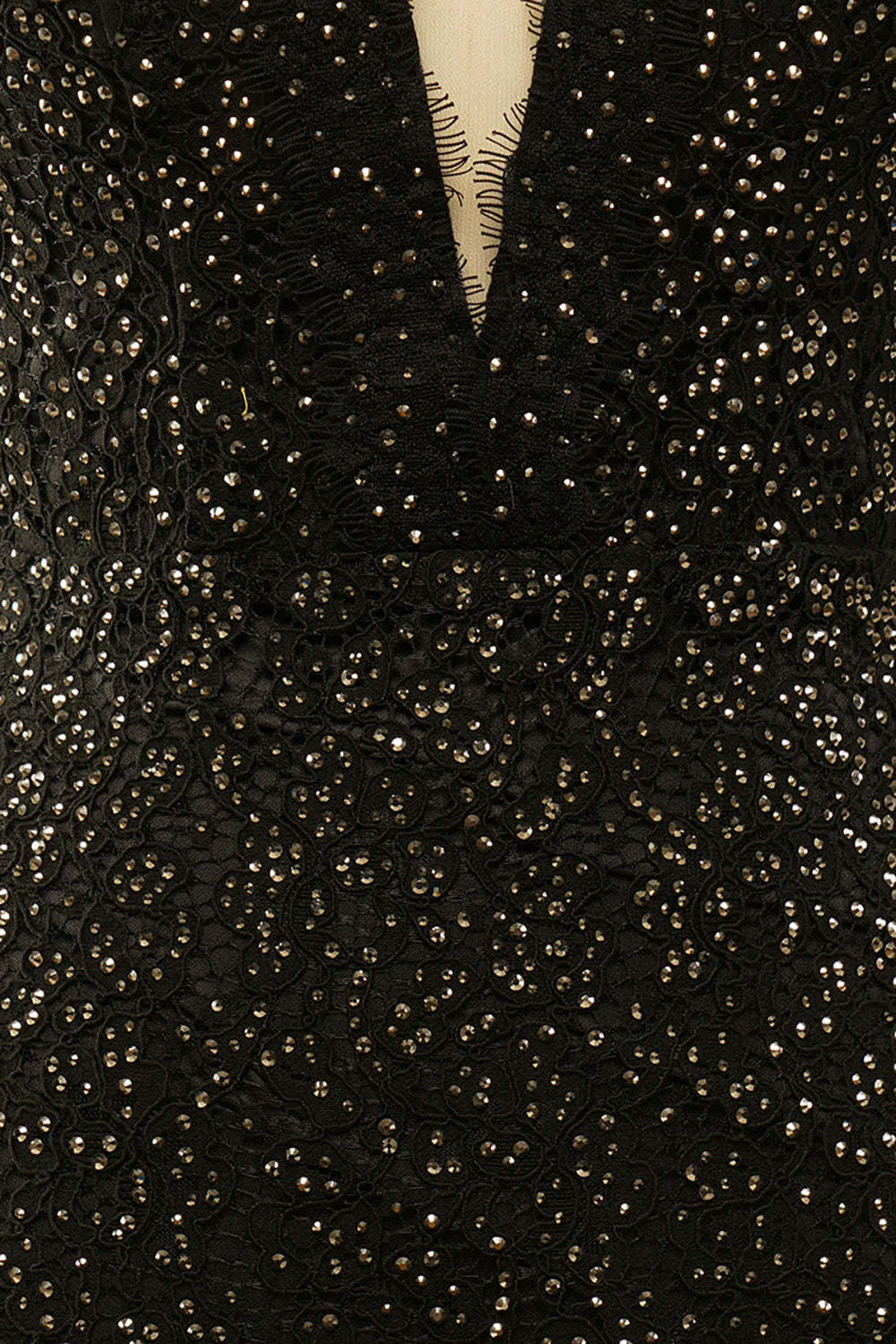 Long Black Lace Prom Dress with Elegant Glitter Rhinestones