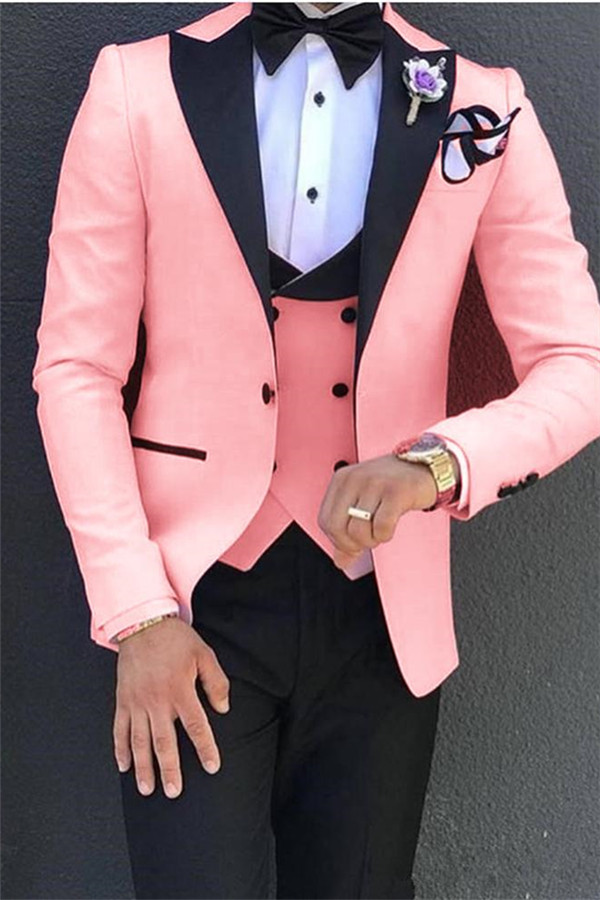 Gorgeous Pink Tuxedos Three-Piece Classic Prom Suits Best Prom Suits