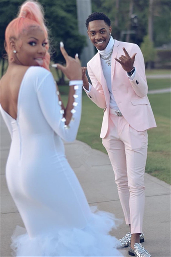 Fashion Pink Best-Fitted Bespoke Wedding Suits for Groom