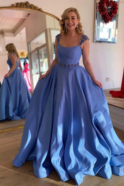Long A-line Prom Dress in Elegant Blue Lavender
