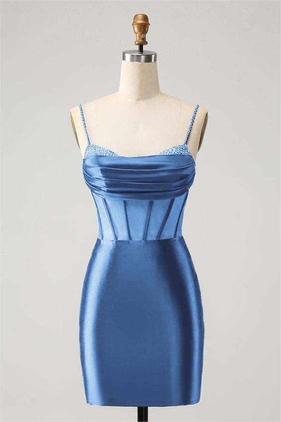 Royal Blue Slim Fit Dazzling Exquisite Short Mini cocktail Dress