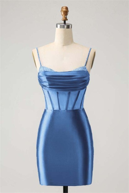 Royal Blue Slim Fit Dazzling Exquisite Short Mini cocktail Dress