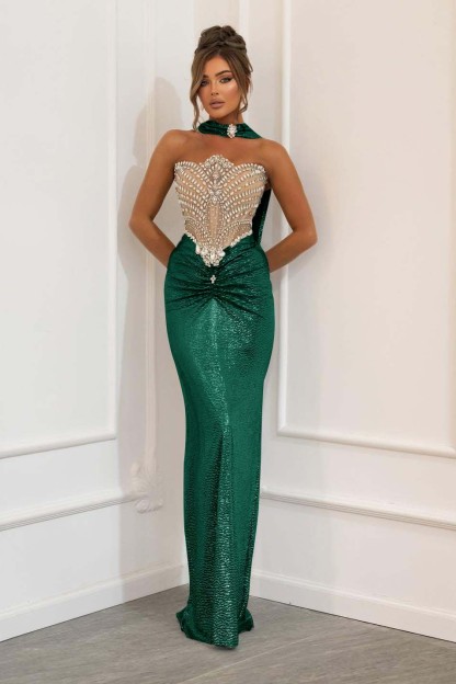 Strapless Sleeveless Long Mermaid Formal Dress With Beading Pleated