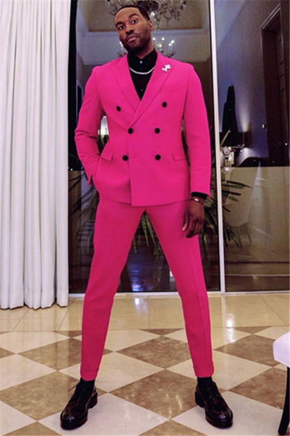 Newest Fuchsia Peaked Lapel Ring Bearer Two-Breasted Outfits