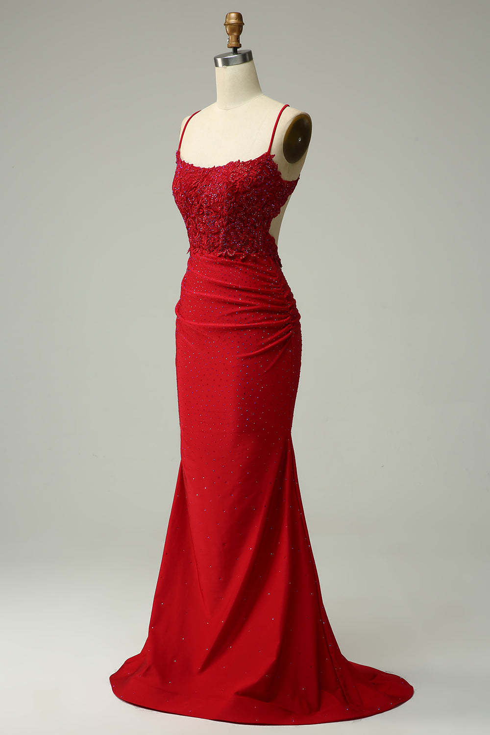 Dark Green Long Prom Dress with Mermaid Spaghetti Straps and Appliques