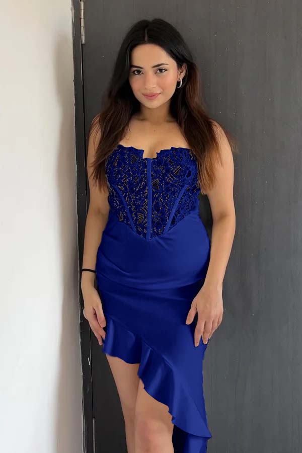 Strapless Sweetheart Sleeveless Formal Dress With Pleated Ruffle