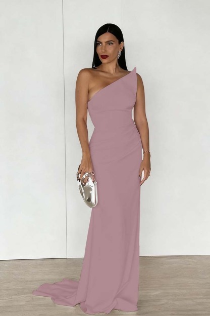 Red Strapless Sleeveless Long Mermaid Formal Dress With Pleated