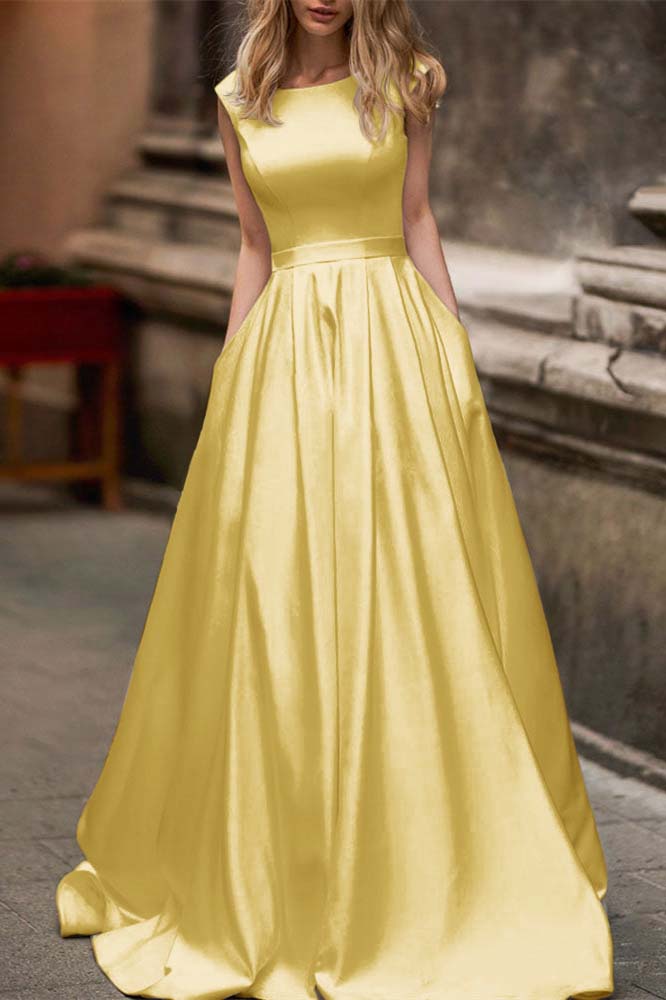 Cap Sleeves Wedding Dress with Pockets