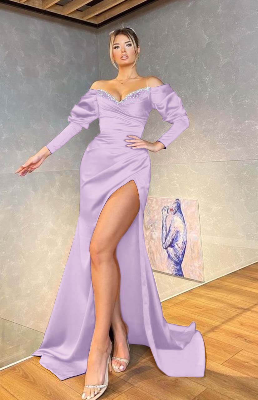 Long Sleeves Royal Blue Mermaid Evening Dress