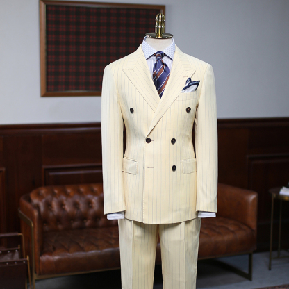 Gentle Best Suit Double-Breasted Groom Suit for Prom with Striped