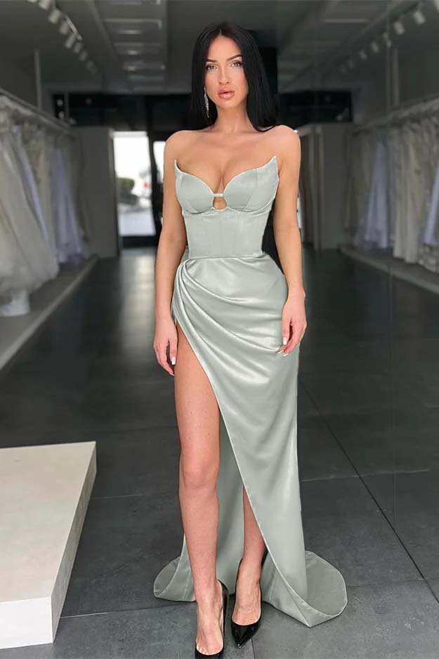 Light Green Mermaid Sweetheart Evening Dress With Split