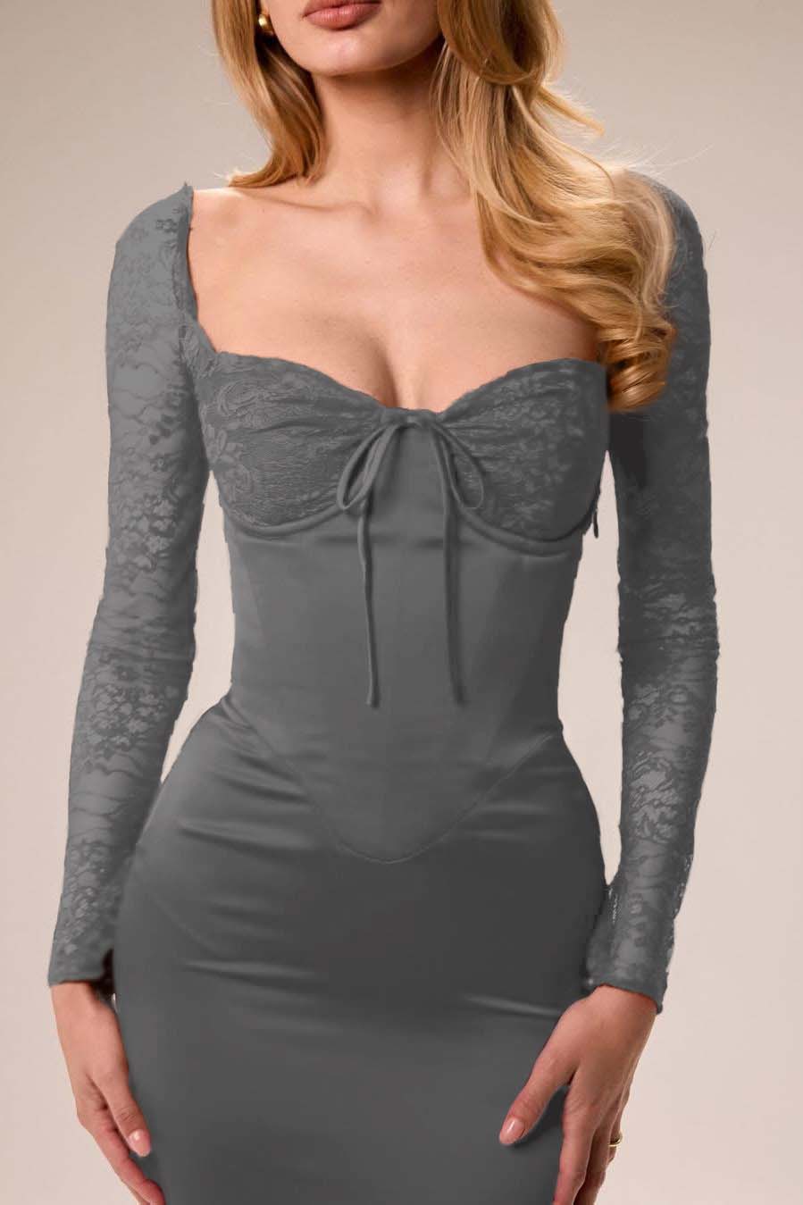 Long Sleeves Mermaid Split Long Ruffles Formal Dress With Pleated