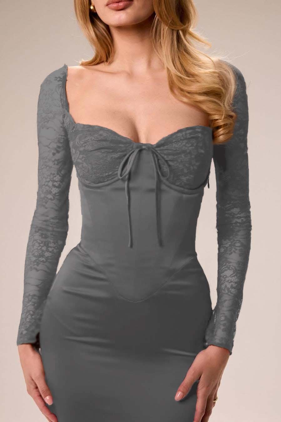 Long Sleeves Mermaid Split Long Ruffles Formal Dress With Pleated