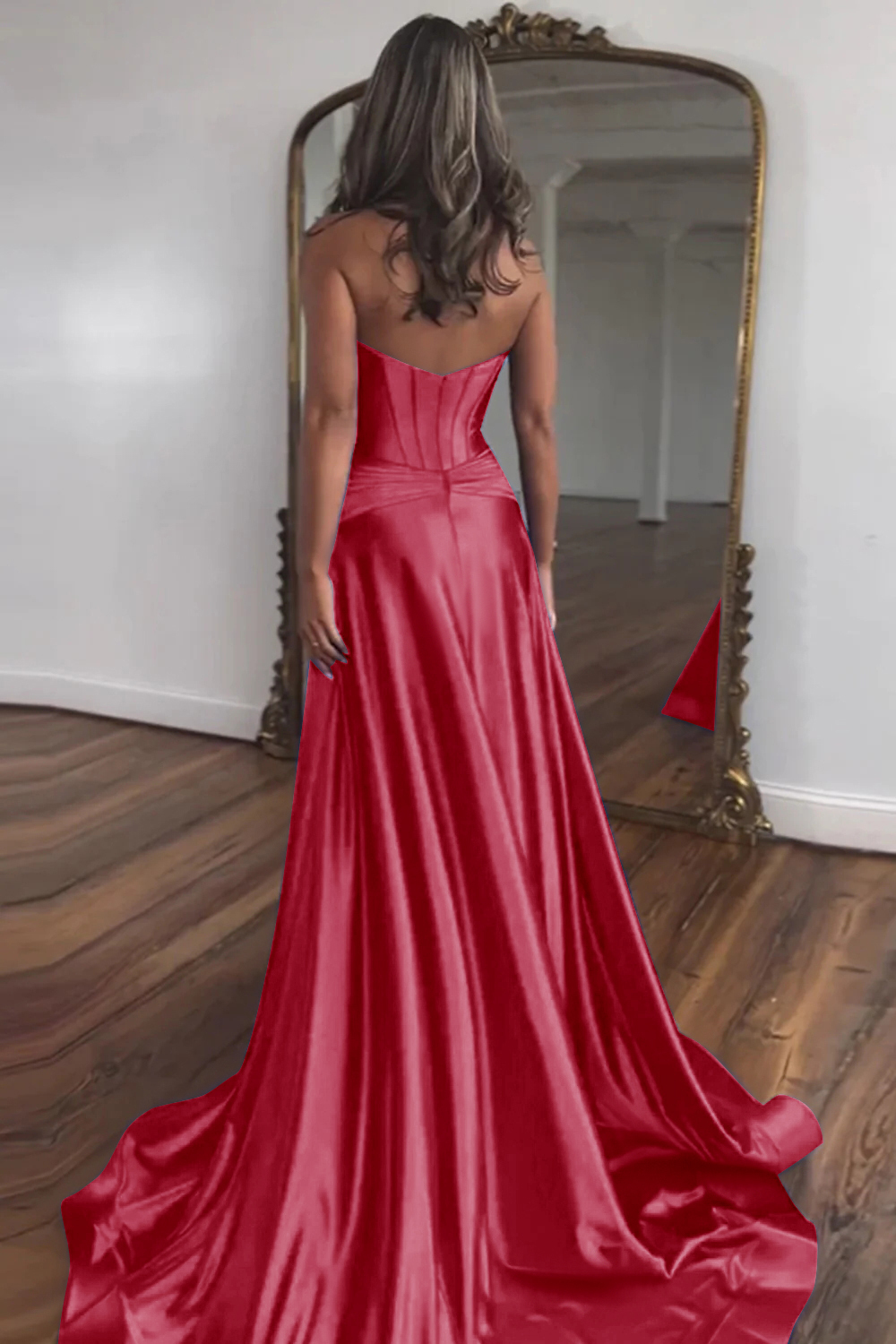 Elegant Blue Sweetheart Corset Prom Dress with A-Line Skirt and Front Split