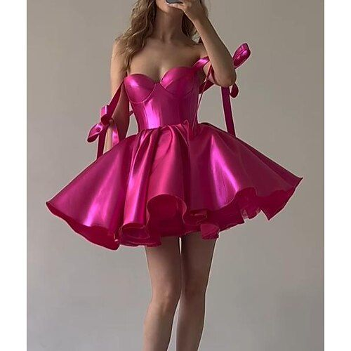 Charming Fuchsia Strapless Sweetheart Short Bud cocktail Dress