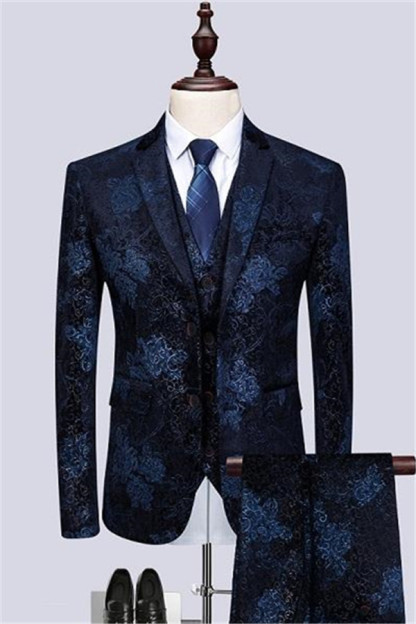 Gentle Navy Blue Tuxedos Wedding Suit for Groom Classic Morning Suit