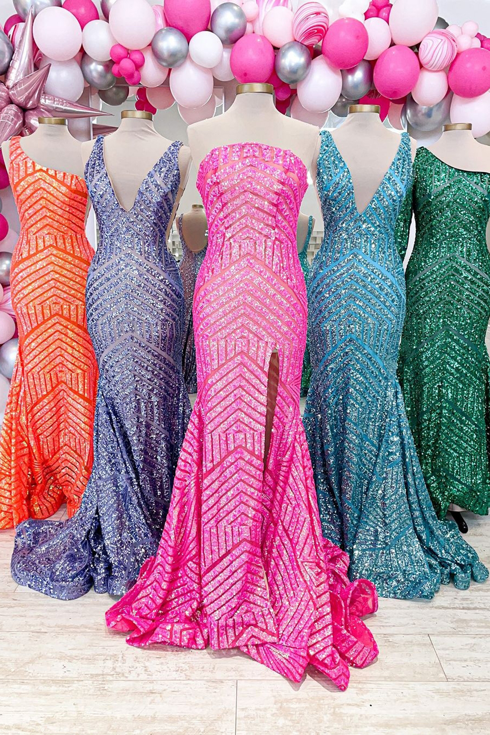 Long Strapless Prom Dress with Sky Blue Sequins