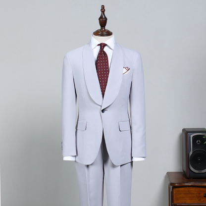 Ivan Fashion Blue Bespoke Two-Piece Wedding Suit for Grooms