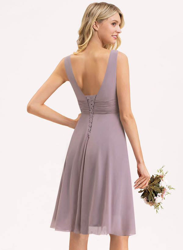 Dusty Purple Wide Straps Short Dress