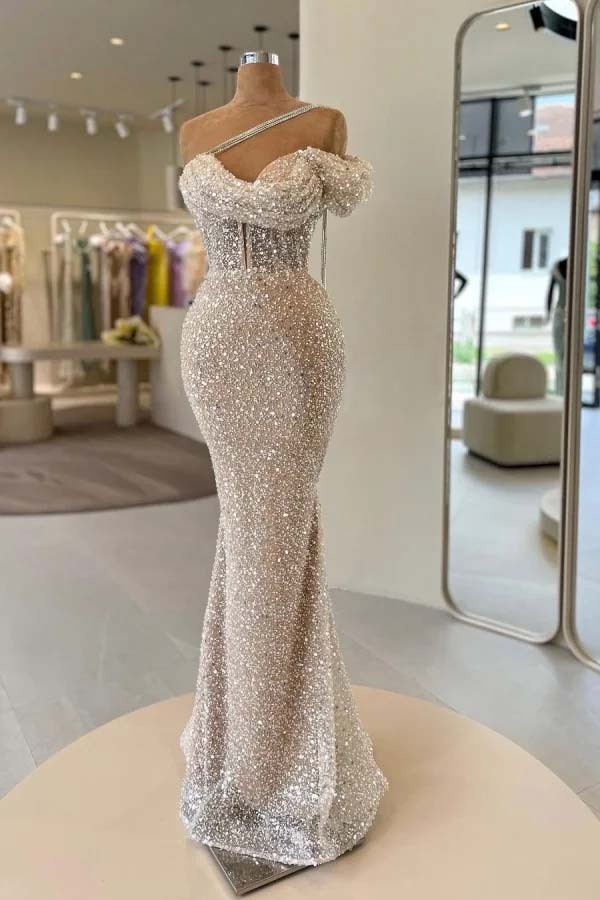 Beaded Sequins Mermaid Evening Dress