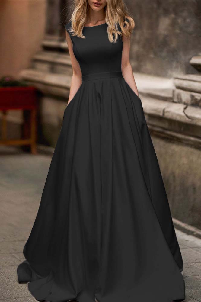 Cap Sleeves Wedding Dress with Pockets