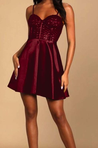 Chic Dark Green Spaghetti-Straps Sweetheart Short Mini cocktail Dress