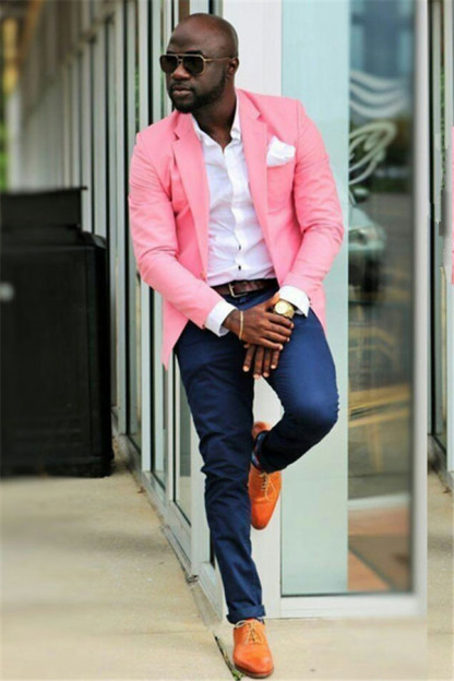 Shining Candy Pink Groom and Groomsmen Suits with Two Pieces